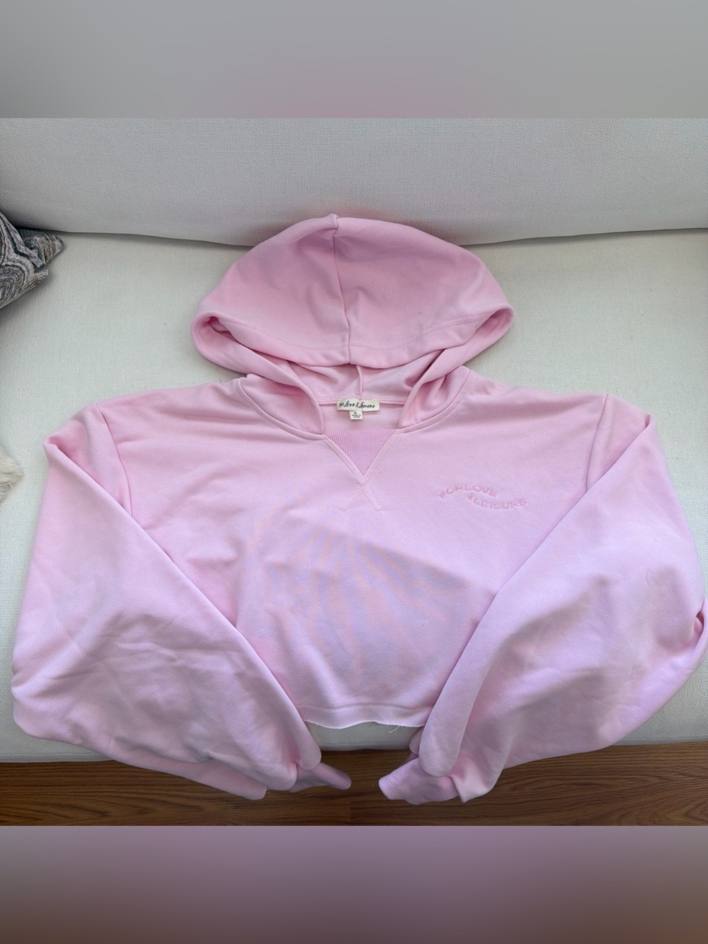 For Love and Lemons Light Pink Cropped Hoodie Size Medium